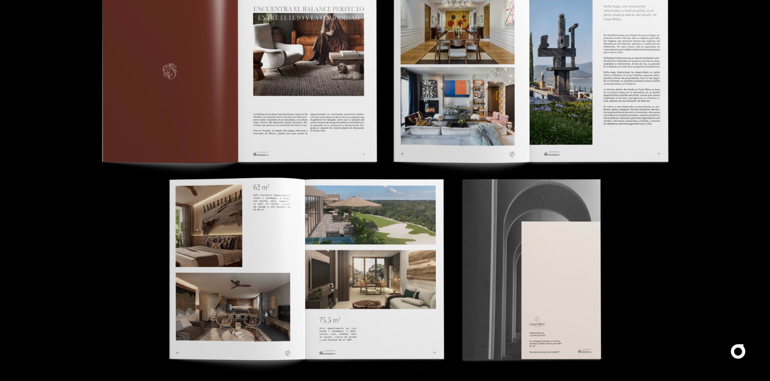 Casa Mitos · spreads del brochure