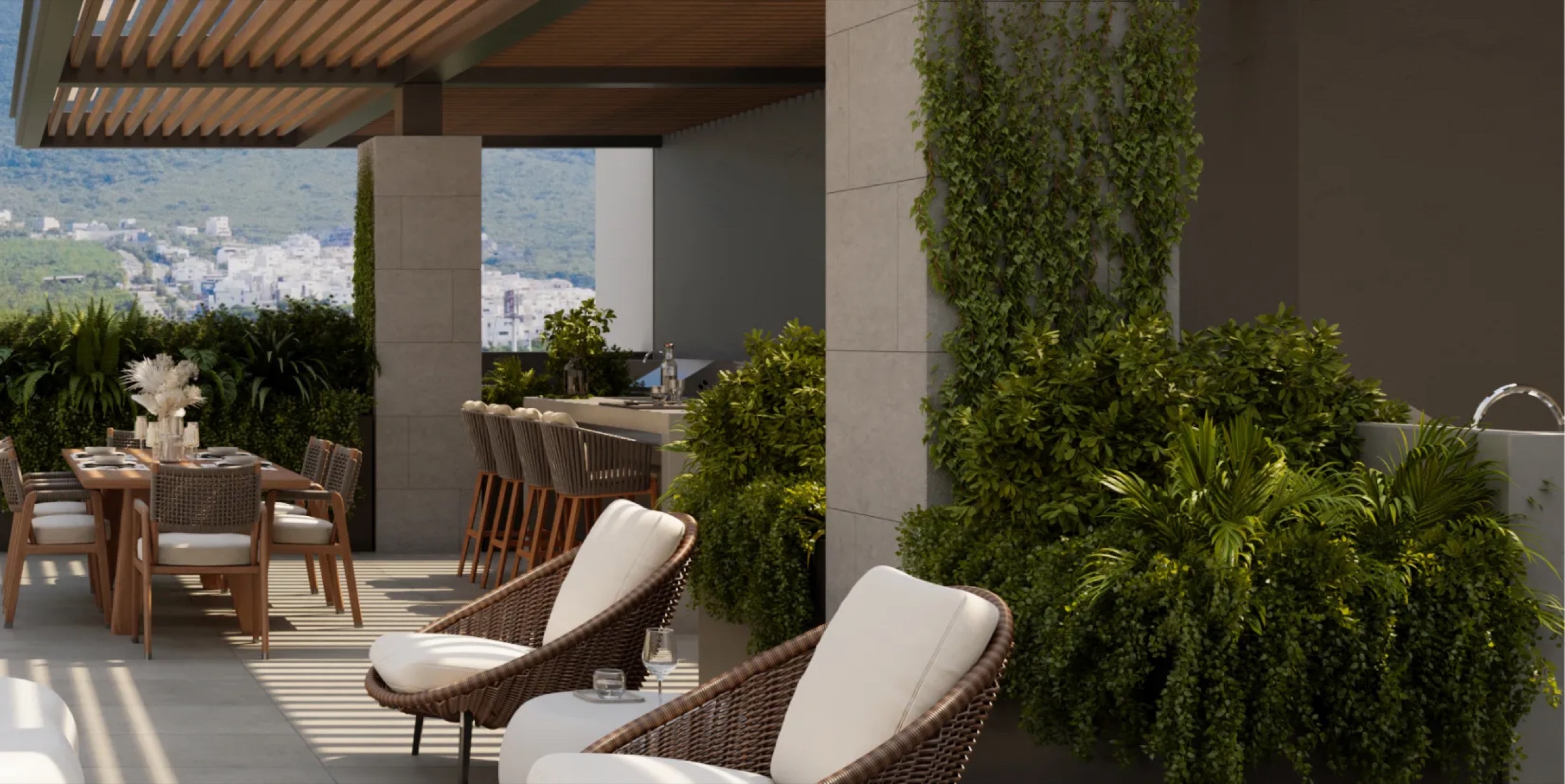 Kauma · exterior con plaza comercial