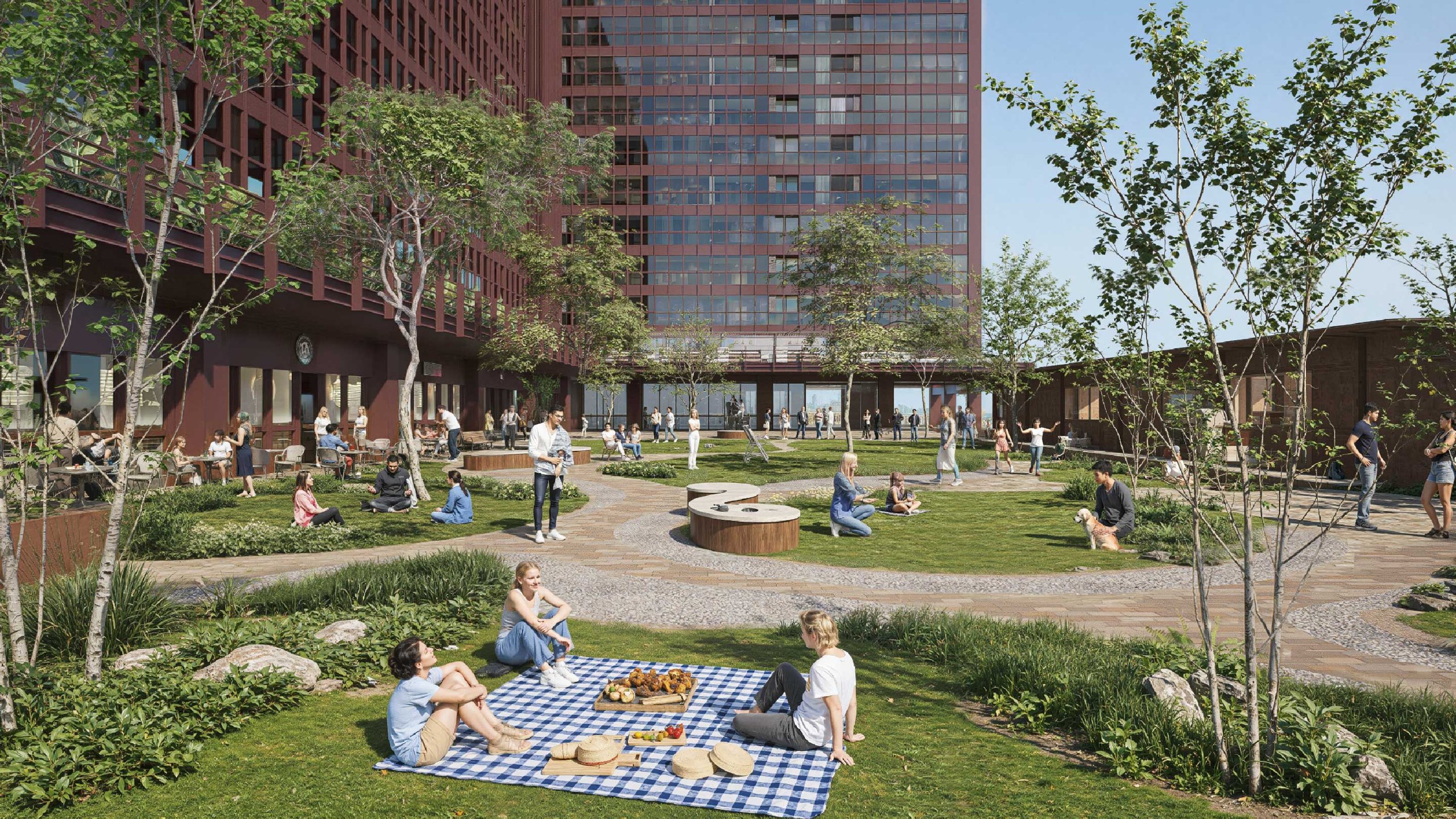Plaza pública de Monterra · 1,400 m² en el zócalo del proyecto