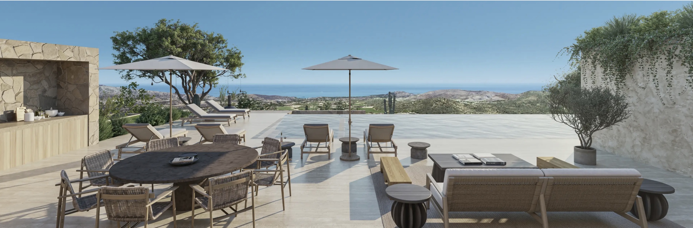 Palmilla Park · terraza con pool, dining y vista al mar